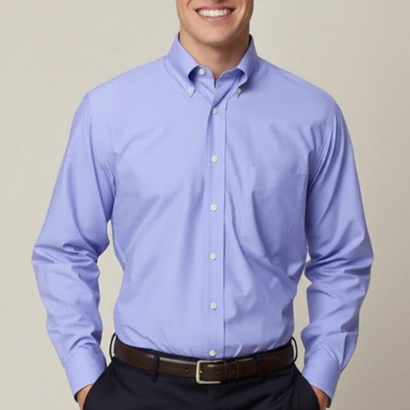 Eagle Shirtmakers Dress Shirt Mens 16 Blue Regular Fit Button Down Collared Sz L - Picture 1 of 9
